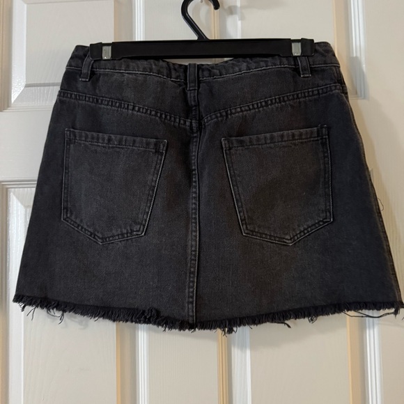 We the Free Black Cotton Denim Frayed Hem Mini Goth Whimsical Skirt Fringed 28 - Picture 6 of 10